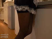 网红美少女押尾貓性爱欲望系列-性感黑丝女仆厨房诱惑主人 推倒无套直插中出内射